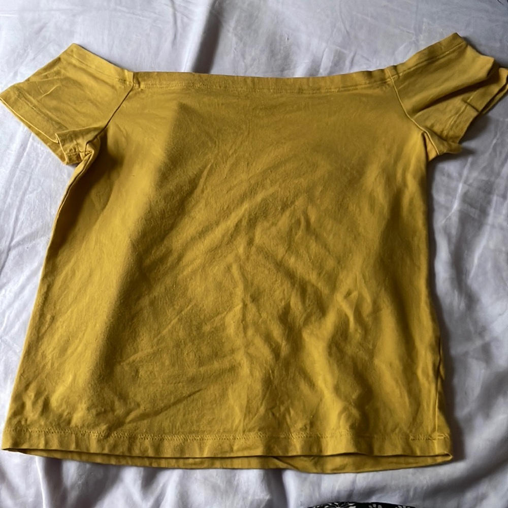 Yellow off the shoulder crop top